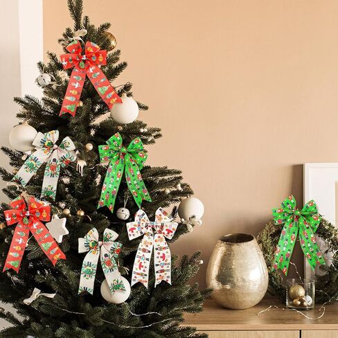 glitinse 40 ياردة عيد الميلاد كسارات البندق شرائط سلكية 2.5 بوصة 4 لفات كسارة البندق الشريط شرائط موسمية الزخرفية لإكليل شجرة إكليل سلة الأقواس هدية التفاف DIY ديكور عطلة الشتاء، 4 أنماط in Kuwait