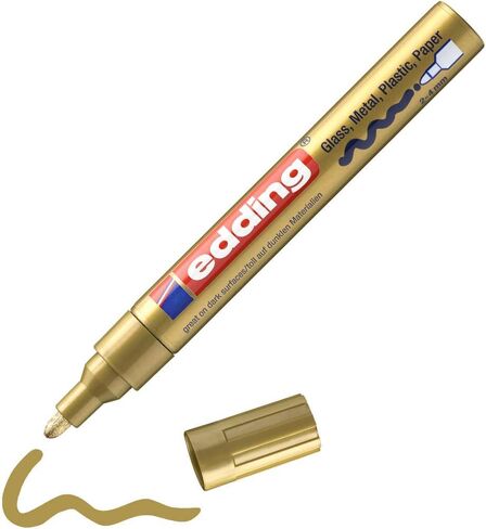 طلاء Edding 750 اللامع، 053 751 Glanz-Lack-Marker Rundspitze - Kreatives gestalten von Fast Allen Oberflächen (Z.B. Glas، Karton، Dunkles Papier، Keramik، Stein، Gold in Kuwait