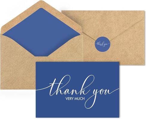 AZAZA 48 Pack Thank You Cards with kraft Envelopes and Stickers,4x6 inch Black cards,Blank Thank You Cards for Small Business,Baby Shower,Wedding,Bridal Shower,Graduation,Funeral,Black in Saudi Arabia