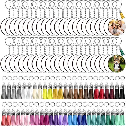 ZOCONE 250 Pcs Rectangle Sublimation Keychain Blanks Bulk, Sublimation Blanks Keychain 2.4in Heat Transfer Blank Keychains, Double Side Keychain with Tassels, Jump Rings, DIY Gift Ornament in Kuwait