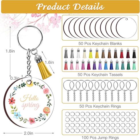 ZOCONE 250 Pcs Rectangle Sublimation Keychain Blanks Bulk, Sublimation Blanks Keychain 2.4in Heat Transfer Blank Keychains, Double Side Keychain with Tassels, Jump Rings, DIY Gift Ornament in Kuwait
