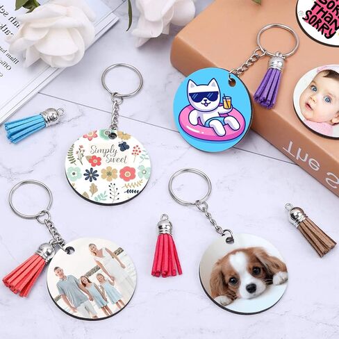 ZOCONE 250 Pcs Rectangle Sublimation Keychain Blanks Bulk, Sublimation Blanks Keychain 2.4in Heat Transfer Blank Keychains, Double Side Keychain with Tassels, Jump Rings, DIY Gift Ornament in Kuwait