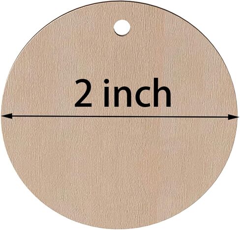 100 قطعة من العلامات الخشبية غير المكتملة مقاس 5 سم مع ثقوب وعلامات خشبية مستديرة مع خيوط لتزيين الحفلات اليدوية DIY، شارة السعر، والديكورات المعلقة، واللوحات، والتلطيخ in Kuwait