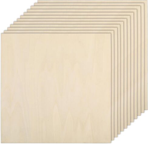 12 Pack Basswood Plywood Sheets 6 x 6 x 1/5 Inch-5 mm Thick Basswood Plywood Board Wood Squares Sheets Natural Unfinished Wood for Crafts, Painting, Model Making, Wood Burning and Laser Projects in Saudi Arabia