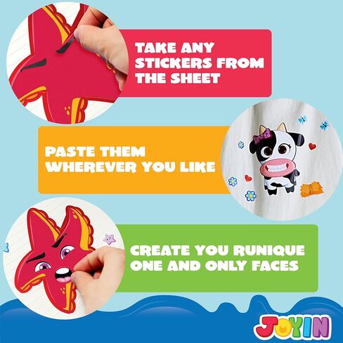 JOYIN 24 PCS 6"x 9" Make-a-face Sticker Sheets Make Your Own Animal Mix and Match Sticker Sheets with Safaris, Sea and Fantasy Animals Kids Party Favor Supplies Craft in Saudi Arabia