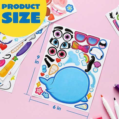 JOYIN 24 PCS 6"x 9" Make-a-face Sticker Sheets Make Your Own Animal Mix and Match Sticker Sheets with Safaris, Sea and Fantasy Animals Kids Party Favor Supplies Craft in Saudi Arabia