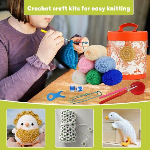 LUNARM Crochet Kit, 70 Piece Crochet Set with Crochet Yarn Crochet Hook Knitting Needles and Crochet Accessories, Crochet Starter Kit with Storage Box for Adults Beginner and Professionals in Kuwait
