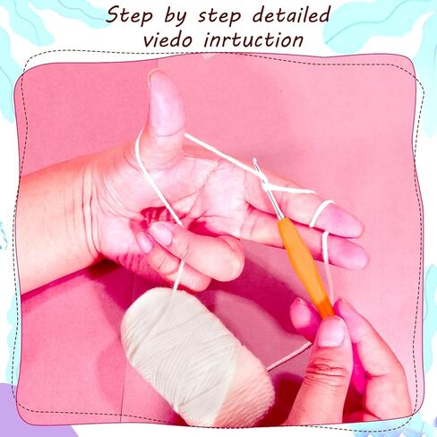 مجموعة الكروشيه للمبتدئين من AUGVO، مجموعة حياكة الكروشيه، مجموعة حيوانات الكروشيه للمبتدئين مع غزل لألياف البوليستر وحيد القرن، وخطافات الكروشيه، فيديو تعليمات خطوة بخطوة، فن الحرف اليدوية DIY in Kuwait