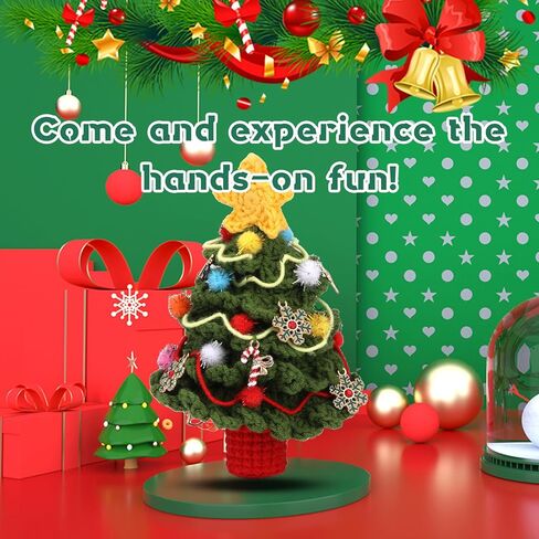 SOTYIOO Crochet Kit for Beginners, Christmas Tree Crochet Set DIY Gift for Starters Adult Kids Instruction and Video Tutorials (40%+ Yarn) in Kuwait