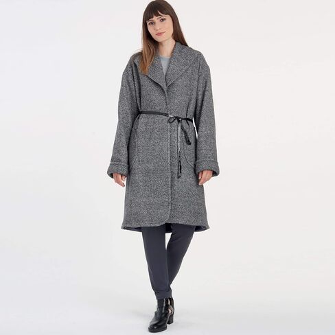 Simplicity (XXS-XS-S-M-L-XL-XXL) SS9187A Misses' Relaxed fit Jacket & Coat Have Shaped, Sleeve Pocket Detail Includes Fur Collar, Cuffs & Suede or Leather Belt in Saudi Arabia