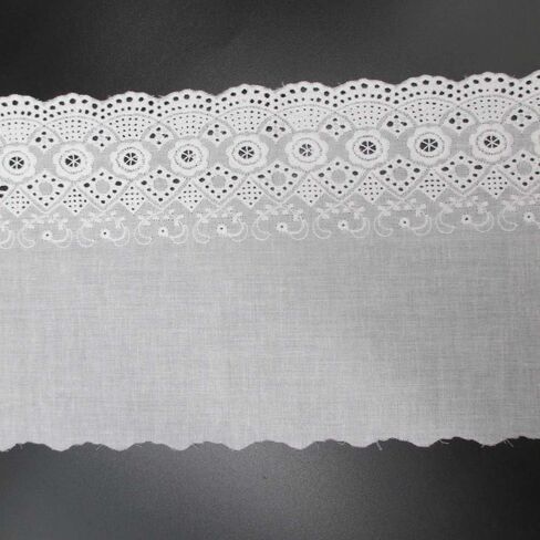 5 ياردات عرض 15.24 سم من القطن الأبيض مطرز قماش الدانتيل لتشذيب ديكور المنزل لوازم الملابس التبعي in Kuwait