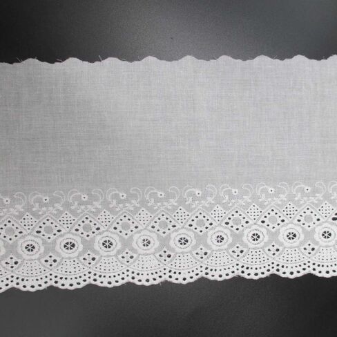 5 ياردات عرض 15.24 سم من القطن الأبيض مطرز قماش الدانتيل لتشذيب ديكور المنزل لوازم الملابس التبعي in Kuwait