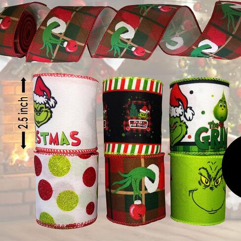 Buffalo Plaid Ribbons 3 Rolls 18 Yards Christmas Black and White Buffalo Checkered Ribbon Burlap Wired Edge Gingham Fabric Craft for DIY Bows Wrapping Wreath Xmas Tree Decoration in Kuwait