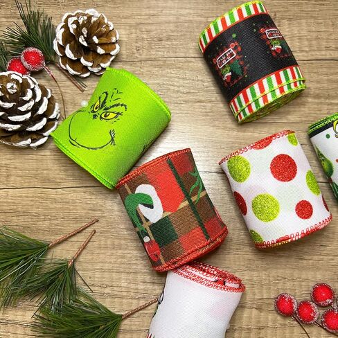 Buffalo Plaid Ribbons 3 Rolls 18 Yards Christmas Black and White Buffalo Checkered Ribbon Burlap Wired Edge Gingham Fabric Craft for DIY Bows Wrapping Wreath Xmas Tree Decoration in Kuwait