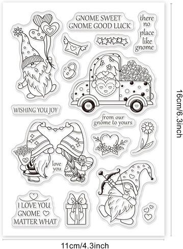 GLOBLELAND Gnome Silicone Clear Stamps Love Heart Rose Gift Box Transparent Stamps for Birthday Valentine's Day Cards Making DIY Scrapbooking Photo Album Decoration Paper Craft in Saudi Arabia