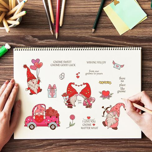 GLOBLELAND Gnome Silicone Clear Stamps Love Heart Rose Gift Box Transparent Stamps for Birthday Valentine's Day Cards Making DIY Scrapbooking Photo Album Decoration Paper Craft in Saudi Arabia