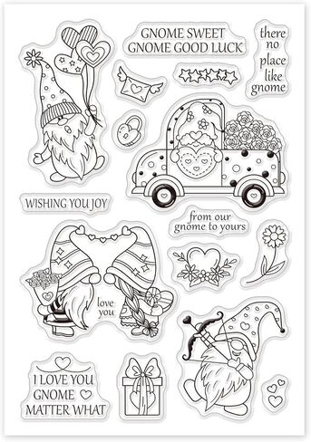 GLOBLELAND Gnome Silicone Clear Stamps Love Heart Rose Gift Box Transparent Stamps for Birthday Valentine's Day Cards Making DIY Scrapbooking Photo Album Decoration Paper Craft in Saudi Arabia