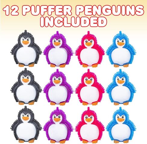 ArtCreativity Puffer Penguins, Set of 12, Fidget Toys for Kids with Soft Rubbery Spikes, Stress Relief Toys in Assorted Colors, Party Favors, Goodie Bag Fillers for Boys and Girls in Saudi Arabia