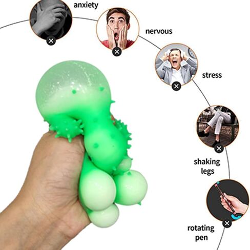 4 قطع من كرات الضغط على شكل صبار ألعاب سكويشيز فيدجيت كرات وردي أخضر أزرق أحمر سكويشيز ألعاب كروية لتخفيف التوتر للبالغين والأطفال وتخفيف القلق والكرات الحسية الضغط على الكرة in Kuwait