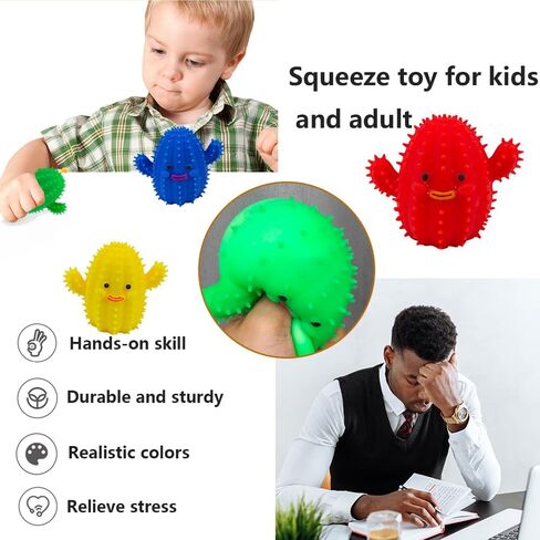 4 قطع من كرات الضغط على شكل صبار ألعاب سكويشيز فيدجيت كرات وردي أخضر أزرق أحمر سكويشيز ألعاب كروية لتخفيف التوتر للبالغين والأطفال وتخفيف القلق والكرات الحسية الضغط على الكرة in Kuwait