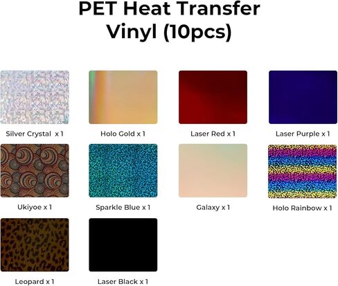 حزمة فينيل ناقل للحرارة من اتش تي في: 10 عبوات مقاس 12 انش × 10 انش من الفينيل تثبت بالكي على التيشيرتات، 10 اوراق الوان متنوعة، فينيل قابل للكي لاقمشة التيشيرتات التي تصنعها بنفسك in Kuwait