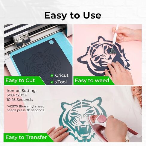 حزمة فينيل ناقل للحرارة من اتش تي في: 10 عبوات مقاس 12 انش × 10 انش من الفينيل تثبت بالكي على التيشيرتات، 10 اوراق الوان متنوعة، فينيل قابل للكي لاقمشة التيشيرتات التي تصنعها بنفسك in Kuwait