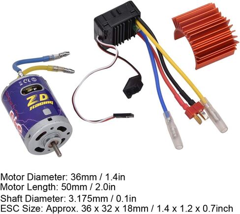 Brush Power Set, Durable 540 Brushed Motor with Cooling Fin + 45A Brushed ESC Set for 1/10 RC Buggy Truggy Truck(Orange) Model Car Accessories in Saudi Arabia