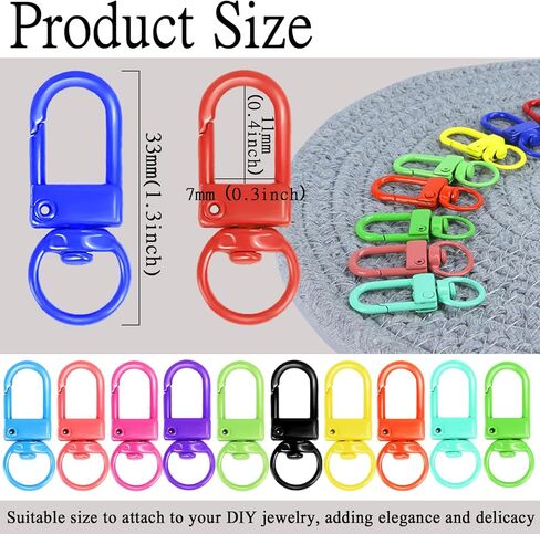 فانسونتا 60 قطعة من مشابك لوبستر معدنية ملونة، خطافات حبال دوارة لقلادة الدمى الصغيرة، اكسسوارات يمكنك صنعها بنفسك لسلاسل المفاتيح (12 لون) in Kuwait