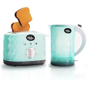 infunbebe Jeeves Jr. لعبة غلاية ومحمصة للأطفال، جهاز مطبخ إلكتروني للعب التظاهري مع أصوات منبثقة، مجموعة شرائح الخبز الأولى للأطفال الصغار in Kuwait