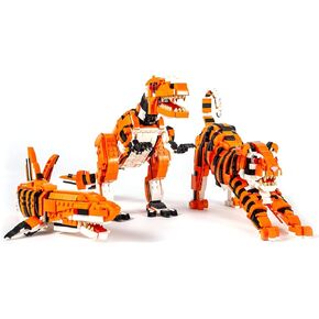 مجموعة مكعبات صغيرة 3 في 1 من dOvOb على شكل نمر أو تيرانوصور أو سمك القرش (1030 قطعة)، لعبة فكرة رائعة للأطفال والأولاد والبنات in Kuwait