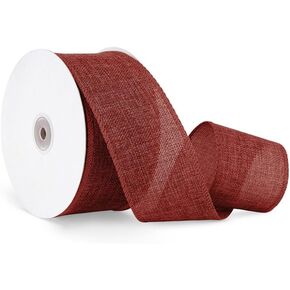 Simply Green Solutions - Faux Burlap Jute Ribbon, Wired Ribbon for Gift Wrapping or Decorating, Ornamental Christmas Ribbon for Crafts, Wired Orange Ribbon Roll, 2.5 Inches Wide, 24 Yards