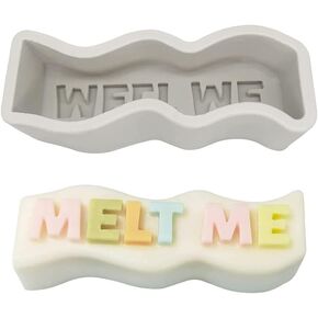 Wave Slogan MELT ME Candle Mold, Alphabet Words Pillar Silicone Resin Mold for Candle Making, 3D Letter Candle Mold for Chocolate ZIMU-MELT ZIMU-MELT