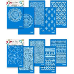 Keoker Aztec Silk Screen Stencils for Polymer Clay, 10PCS Aztec & Boho Silk Screen for Polymer Clay, for Printing on Jewelry Clay Earrings Decoration, Each 6" X 3.8" (10PCS All)