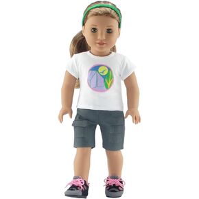 Emily Rose 18 Inch Doll Girl Scout-Inspired Camping Clothes Outfit Set | Hiking Boots Shoes Included! | Gift Boxed! | Compatible with 18" American Girl Dolls in Kuwait