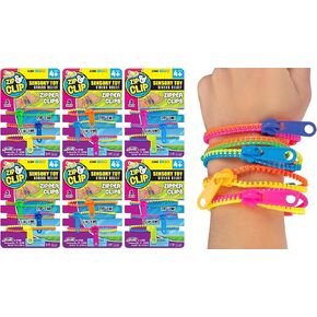 JA-RU Triple Fidget Zipper Bracelet (6 Bracelets in 2 Packs) 7.5" Neon Colors Fidget Toy for Kids Friendship Bracelet, Hand Accessories Sensory Toys Party Favors for Girls. 4785-2s