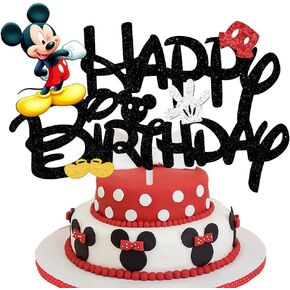 أعلى كعكة الفأر، غلاف كعكة عيد ميلاد سعيد لامع، فأر أسود مع بدلات للأطفال الأولاد لوازم تزيين حفلات أعياد الميلاد (على الوجهين) in Kuwait