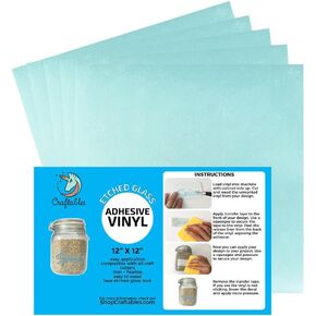 Craftables Blue Etched Glass Adhesive Vinyl for Cricut, Silhouette Cameo, and Craft Cutters - (5) 12in x 12in sheets