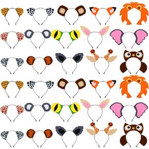 Kigeli 60 Pcs Jungle Animal Safari Ears Headbands for Hair Hoops One Birthday Easter Costumes Dress-up Party Favors Supplies in Kuwait