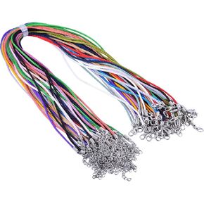 KONMAY 50pcs Black Satin Silk Necklace Cord 2.0mm/18'' with 2'' Extension Chain Lead&Nickel Free in Kuwait