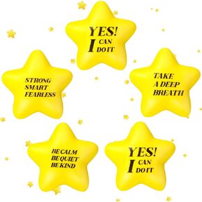 Kasyat 20 Pcs Stress Balls with Quotes Mini Motivational Stress Balls for Adults Star Stress Relief Toy Colorful Foam Balls for Women Men Relieve Anxiety Party Supplies (Red, Green, Blue, Yellow)