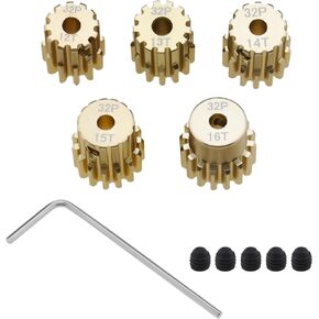 ECSiNG 5PCS 32DP 3.175mm Pinion Motor Gear Set 12T 13T 14T 15T 16T for 1/10 RC Car 3650 540 550 Brushless Motor Shaft Sprocket Replacement Parts