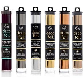 Deco Foil - Transfer Sheets - Black, Pewter, Silver, Gold, Rose Gold, and Copper - Bundle of 6 "Metal" Colors