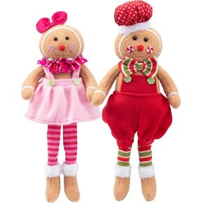 SCS Direct Christmas Gingerbread Plush Doll, 17" Girl Cute Shelf Decorations - Fun Kids Holiday Toy Elf Buddy, Decorate Your House Tree or Stocking with Soft Xmas Plushie