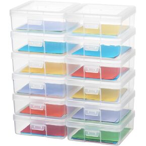 novelinks Stackable Plastic Clear Storage Box Containers with Latching Lid - Art Craft Supply Organizer Storage Containers for Pencil Box, Lego, Crayon, Beads, Jewelry (12 Pack Small -Clear)