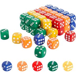 PowerKing 100-Count Premium 16mm Multicolor Dice Set (5 Colors) – Standard Size, Durable Acrylic – Perfect for Board Games, Classroom Learning, and Group Events