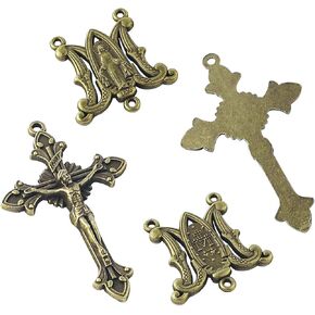 Luomu 3 Sets of Catholic Virgin Mary Centerpiece and Pardon Crucifix for DIY Making Rosary in Kuwait