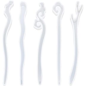ccHuDE 5 Pcs Silicone Resin Hairpins Molds Hair Stick Kit for Jewelry Crafts Making in Kuwait