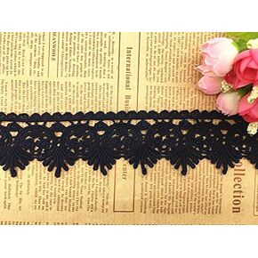 عرض 5.5 سم نمط زخرفة أوروبي زخارف مطرزة غير مرنة، غطاء مفرش طاولة ستارة ملابس/إكسسوارات الزفاف DIY. (2 ياردة في عبوة واحدة) (أزرق داكن)