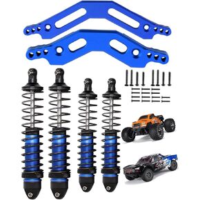 RC Shocks & Shock Tower Upgrades Part for 1/10 Arrma Granite/Senton 4x4 3S Blx Mega 550,4PCS Front Rear Full Alloy Big Bore Shocks & Front Rear Shock Tower Hop Ups,Navy Blue