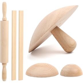 مجموعة قوالب الفخار ENERFUN 6.5 بوصة 4.5 بوصة 3.1 بوصة قوالب الجص 3 عبوات من أدوات الفخار الخشبية بمقبض، قوالب سيراميك مع عصا الطين المتدحرجة + دبوس خشبي متدحرج لأطباق الأطباق DIY قالب ضغط الركود in Kuwait